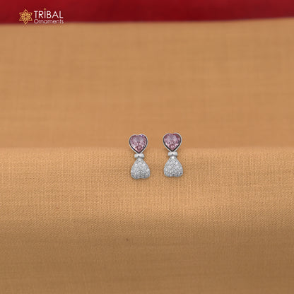 925 sterling silver heart design cz stone hanging earring jewelry er377