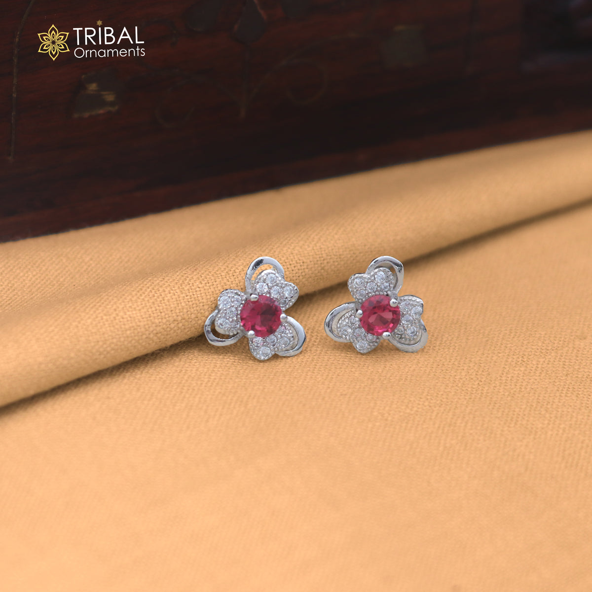 925 sterling silver heart design cz stone stud earring jewelry er378