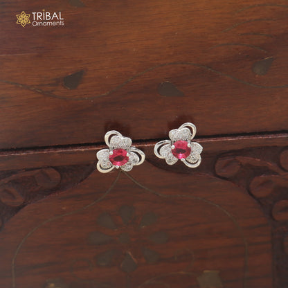 925 sterling silver heart design cz stone stud earring jewelry er378