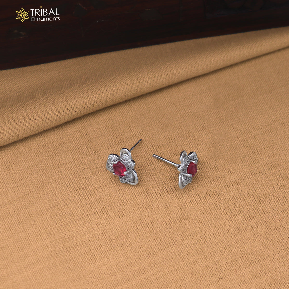 925 sterling silver heart design cz stone stud earring jewelry er378