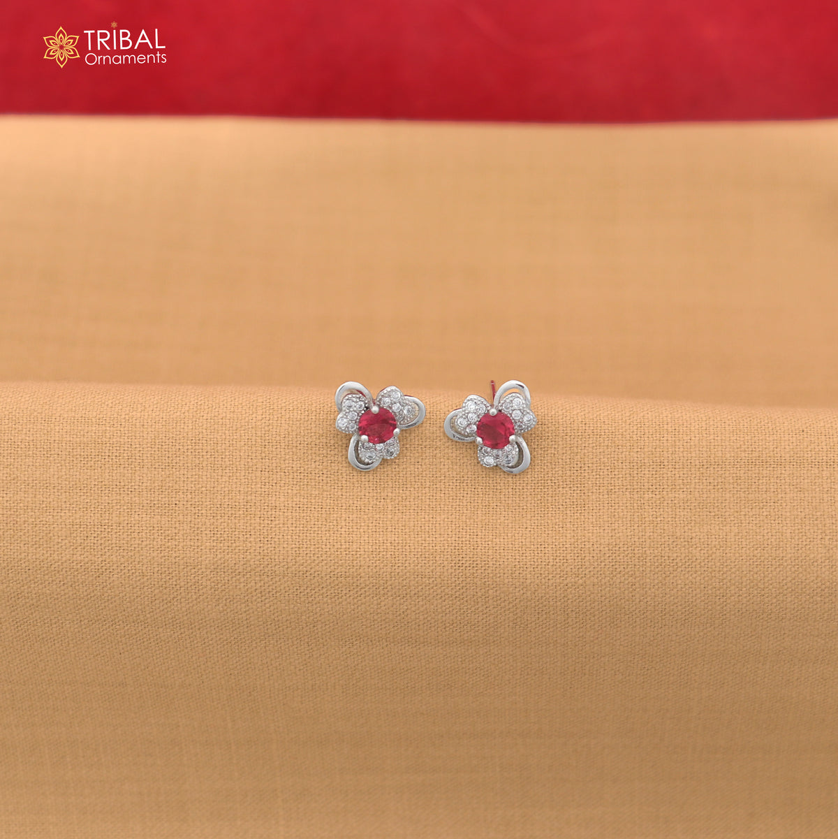 925 sterling silver heart design cz stone stud earring jewelry er378