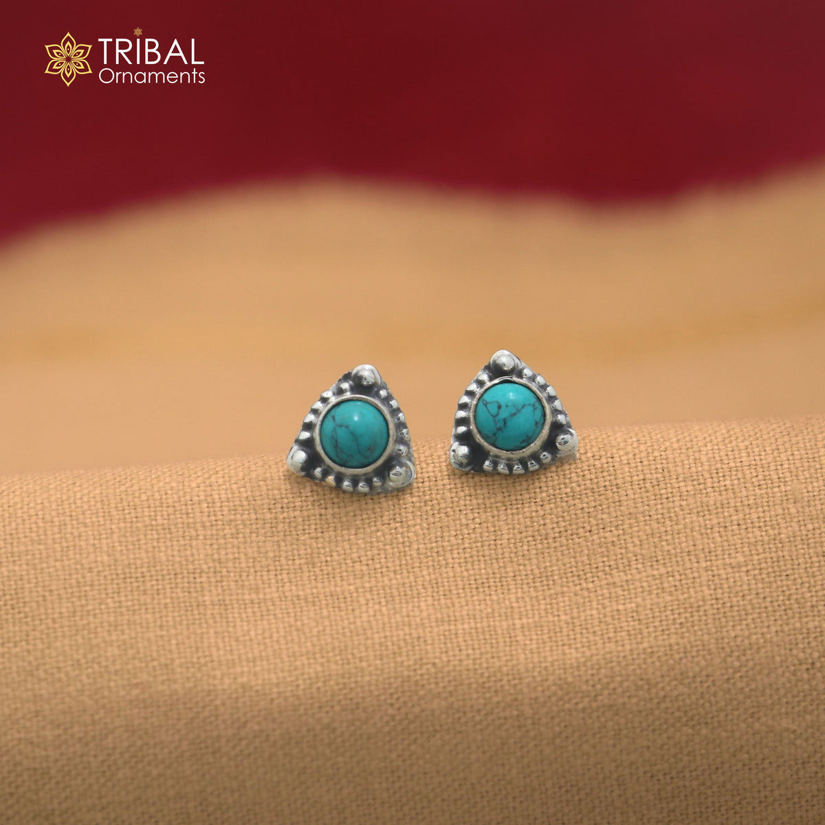 925 sterling silver round shape turquoise stone stud earring best unisex jewelry er386