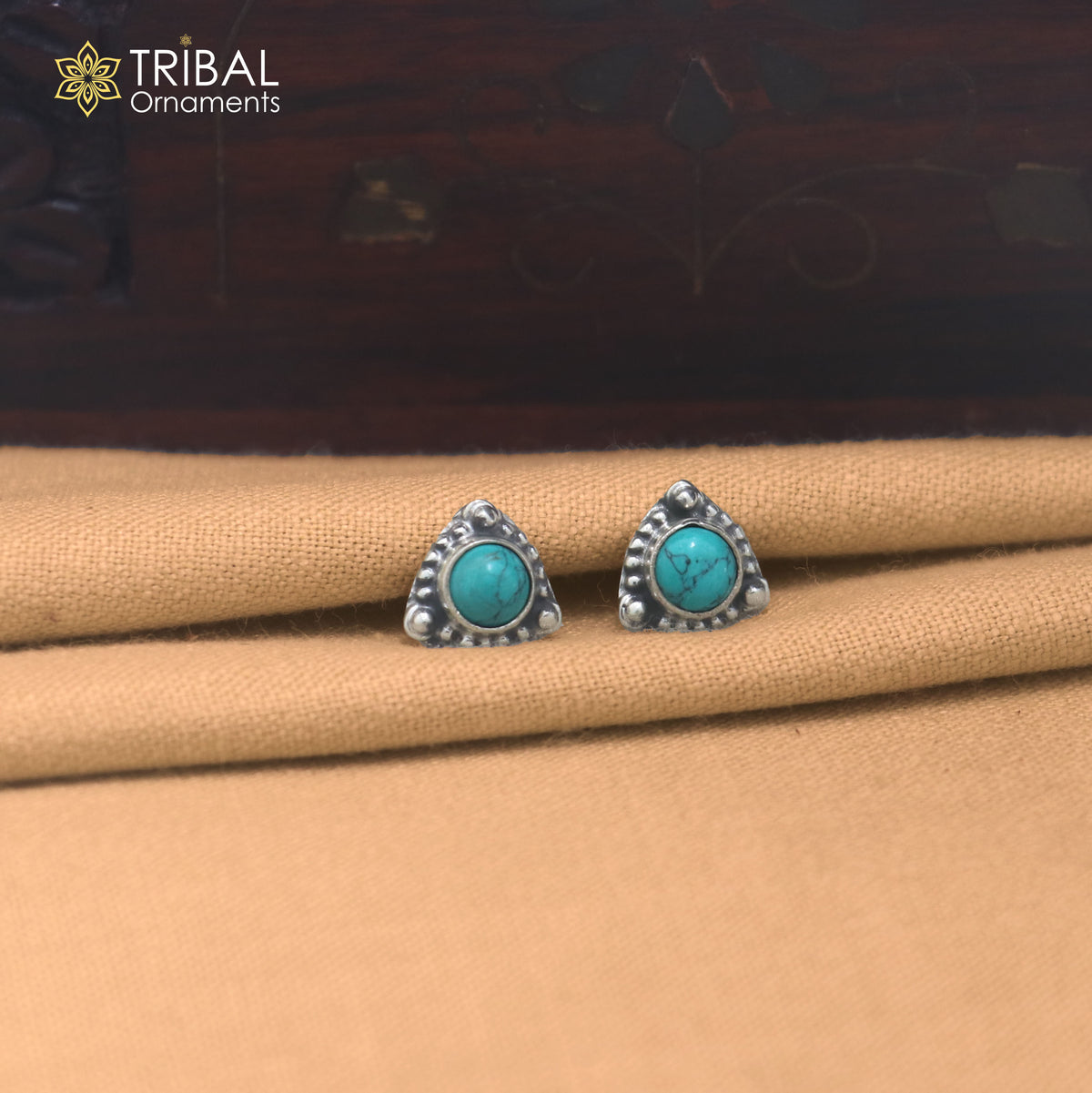 925 sterling silver round shape turquoise stone stud earring best unisex jewelry er386