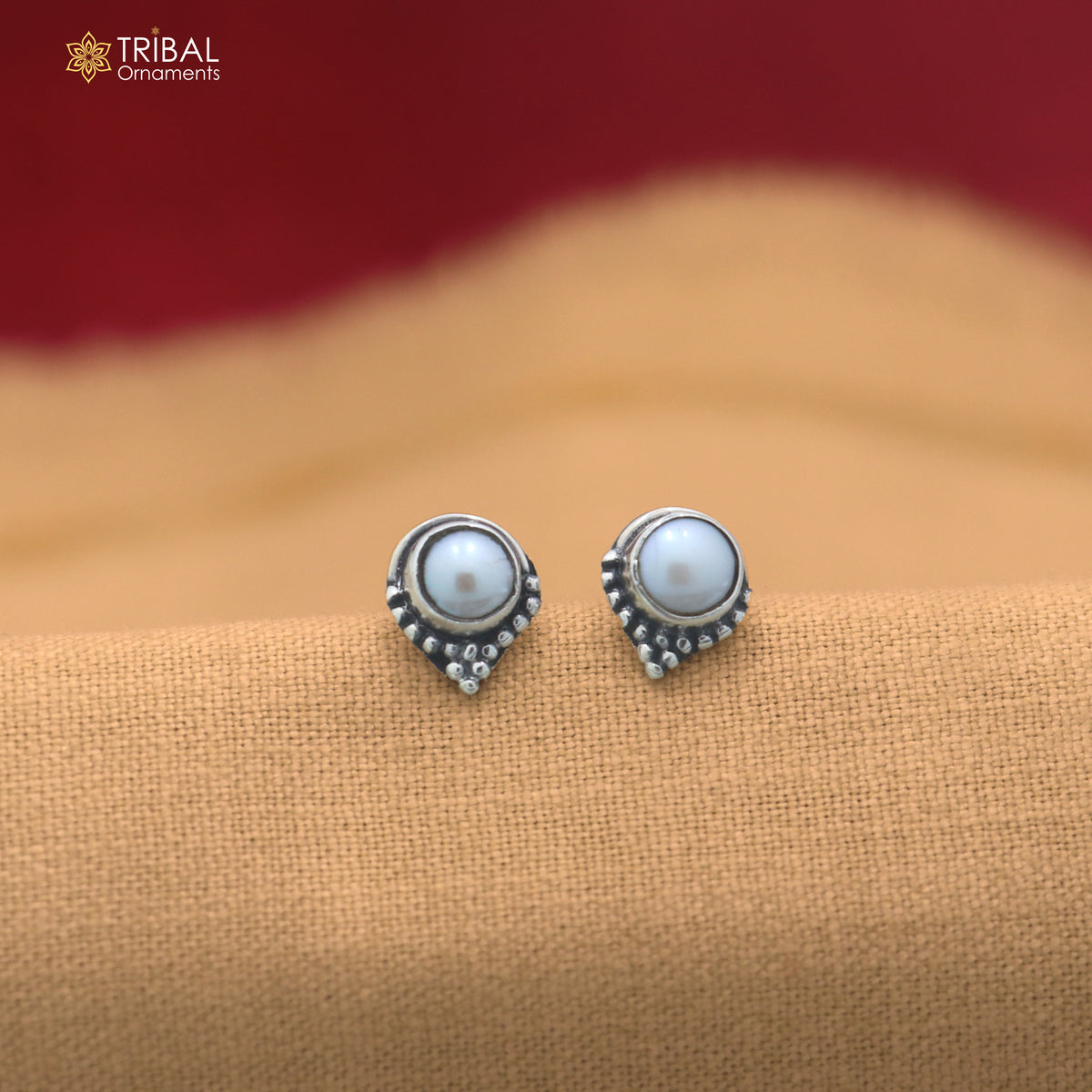 925 sterling silver round shape pearl stone stud earring best unisex jewelry er388