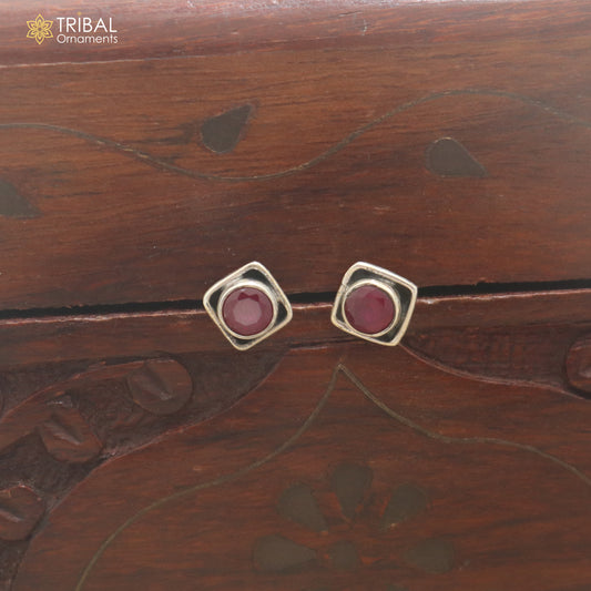 925 sterling silver pink stone stud earring best unisex jewelry er388