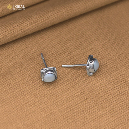 925 sterling silver squire shape pearl stone stud earring best unisex jewelry er389