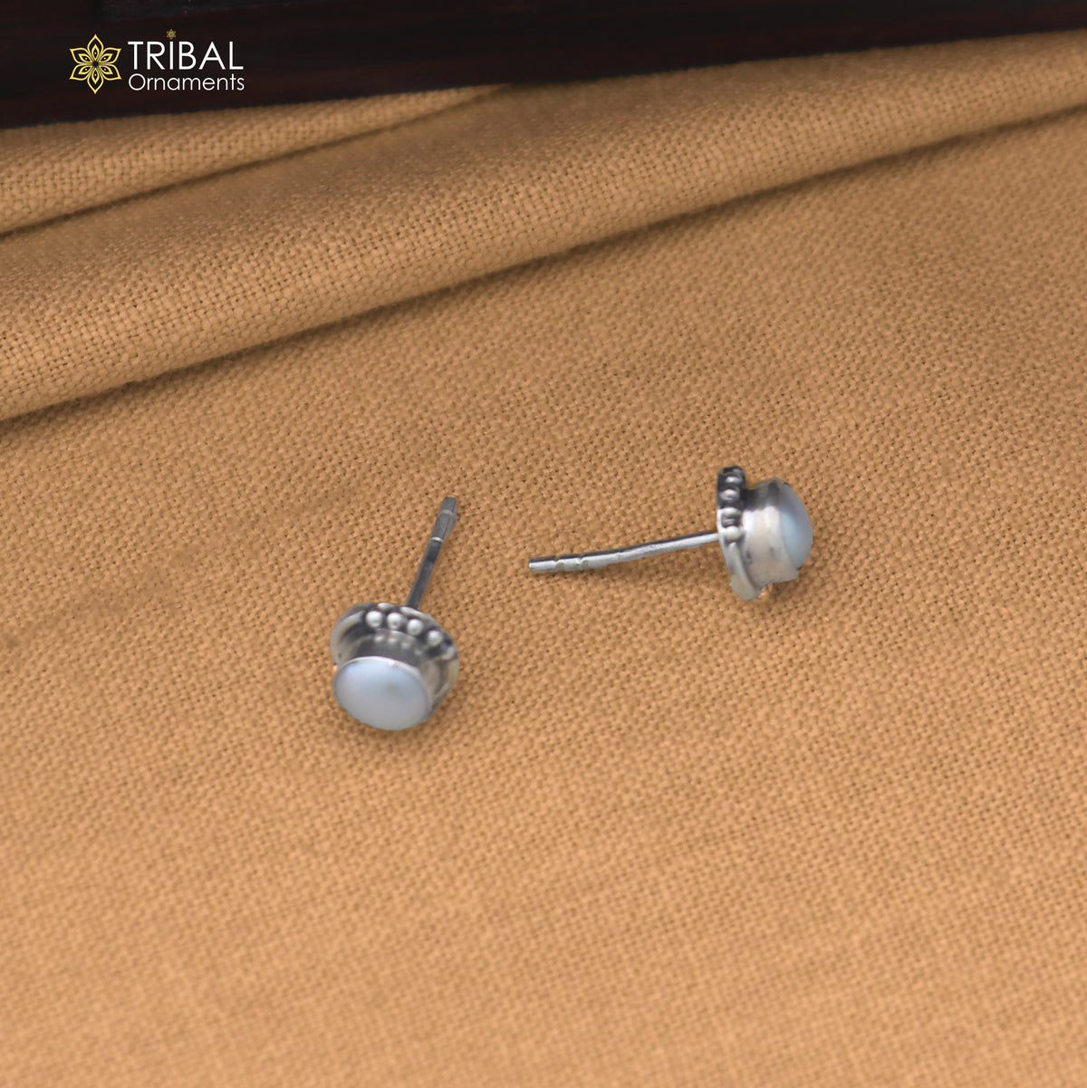925 sterling silver round shape pearl stone stud earring best unisex jewelry er390
