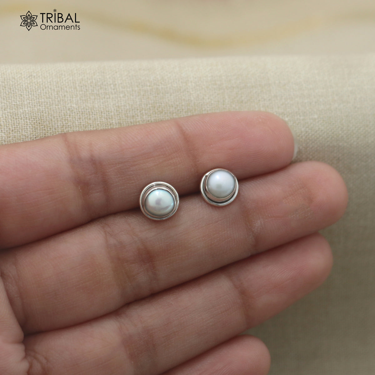 925 sterling silver round shape pearl stone stud earring best unisex jewelry er391