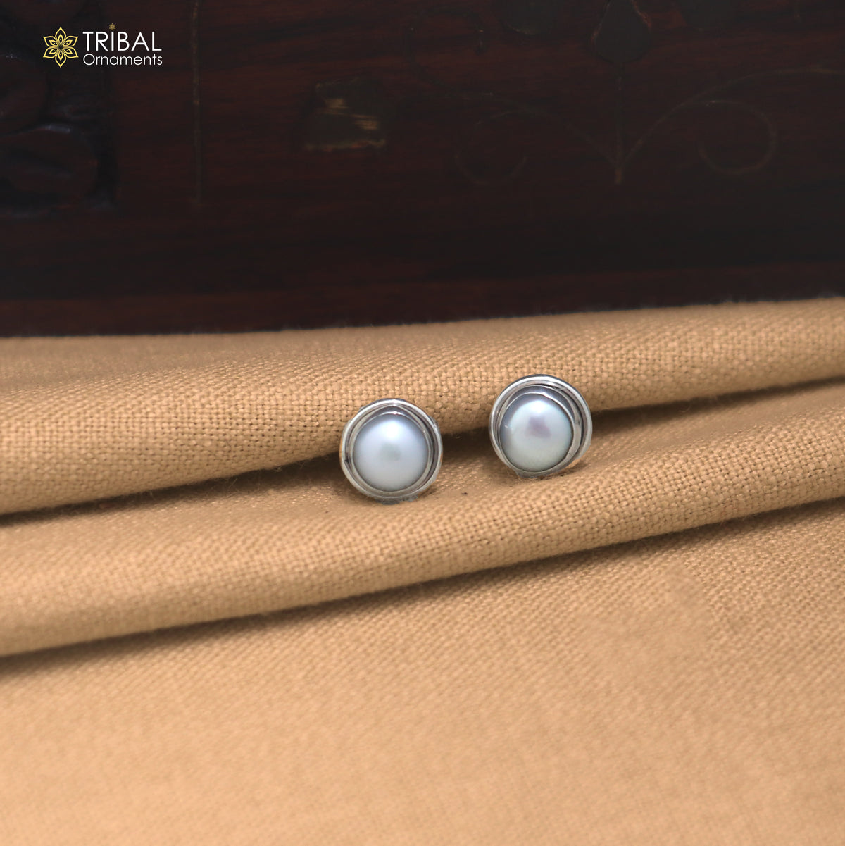 925 sterling silver round shape pearl stone stud earring best unisex jewelry er391