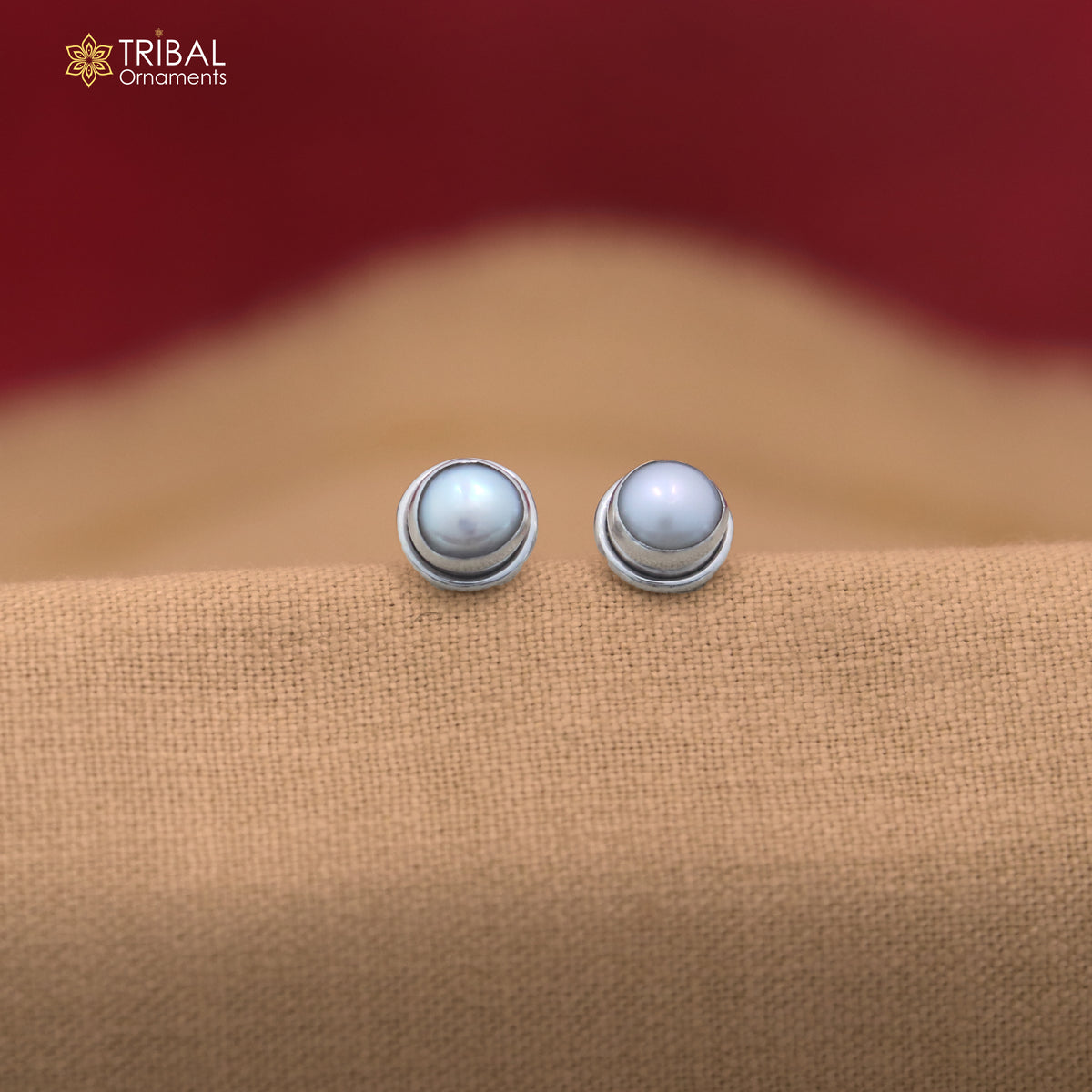 925 sterling silver round shape pearl stone stud earring best unisex jewelry er391