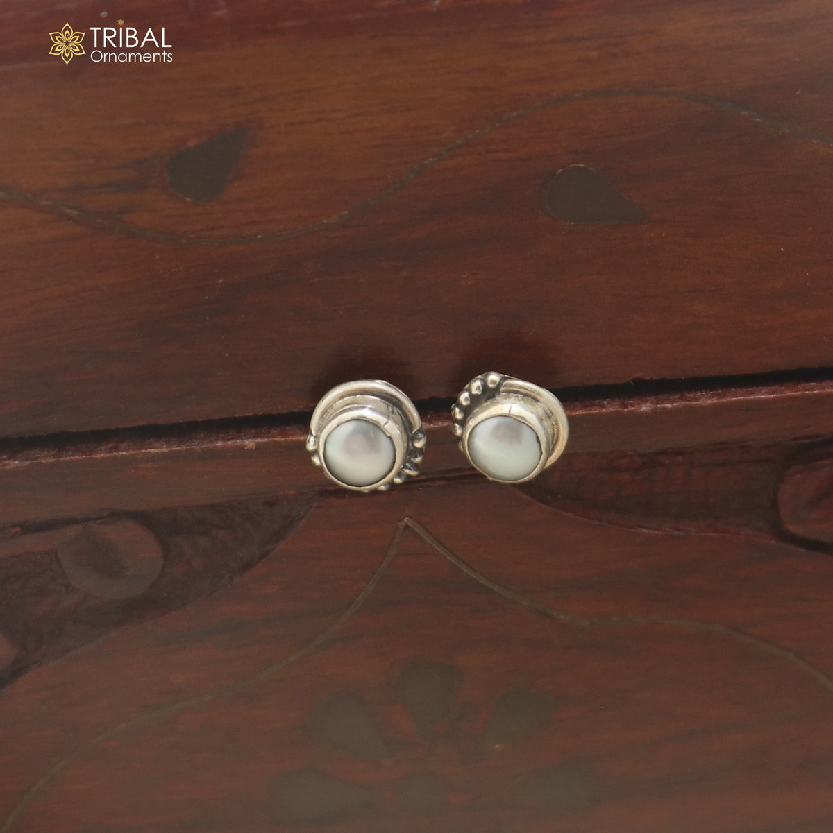 925 sterling silver round shape pearl stone stud earring best unisex jewelry er392