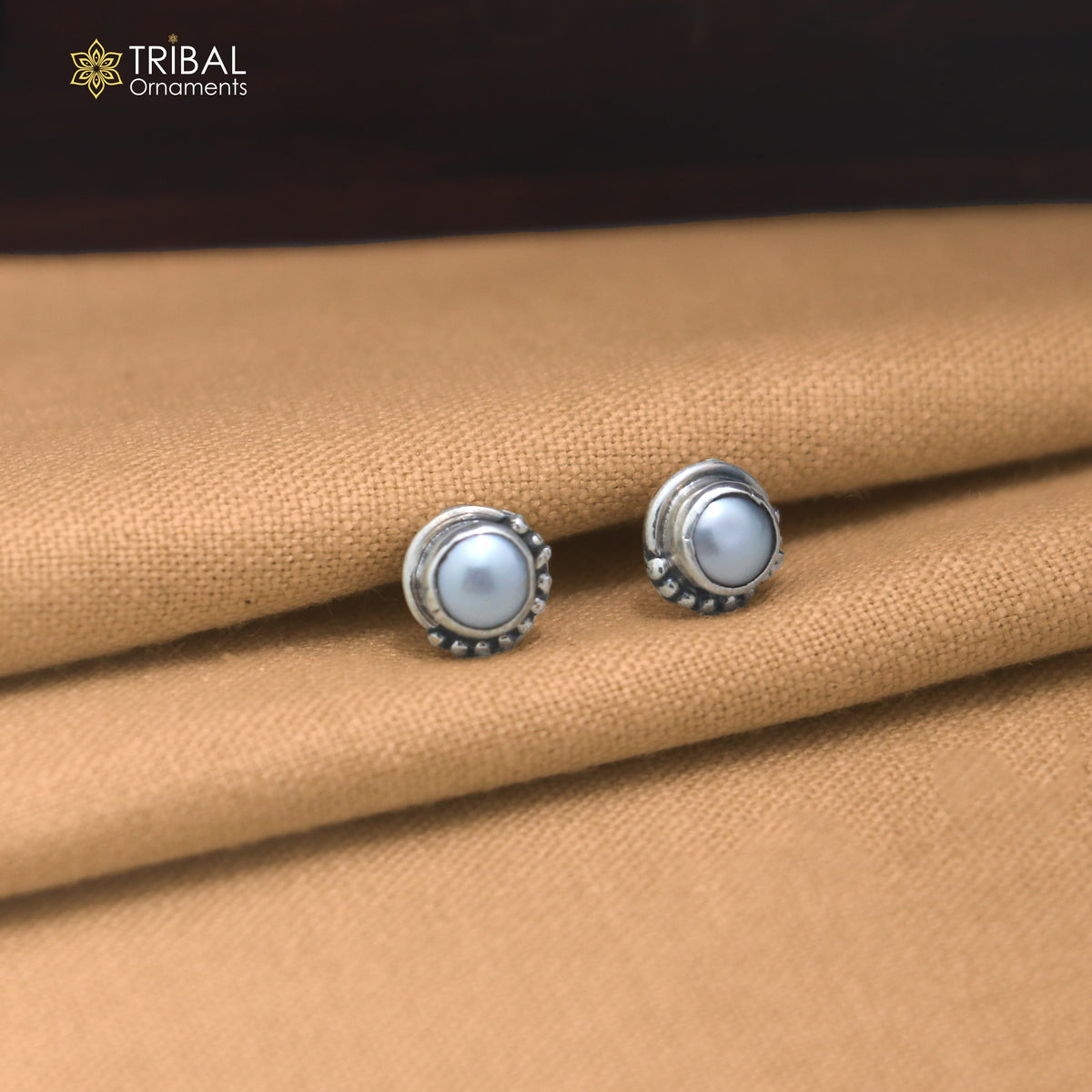 925 sterling silver round shape pearl stone stud earring best unisex jewelry er392