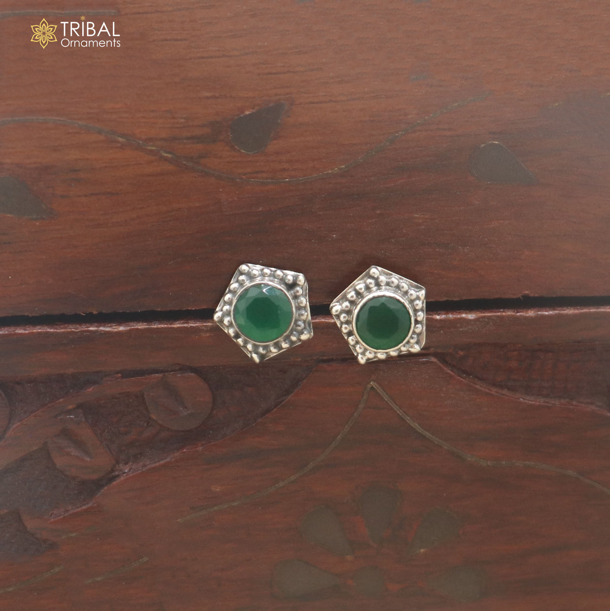 925 sterling silver green stone stud earring best jewelry er394
