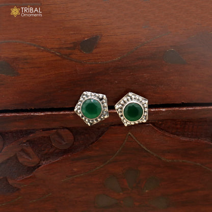 925 sterling silver green stone stud earring best jewelry er394