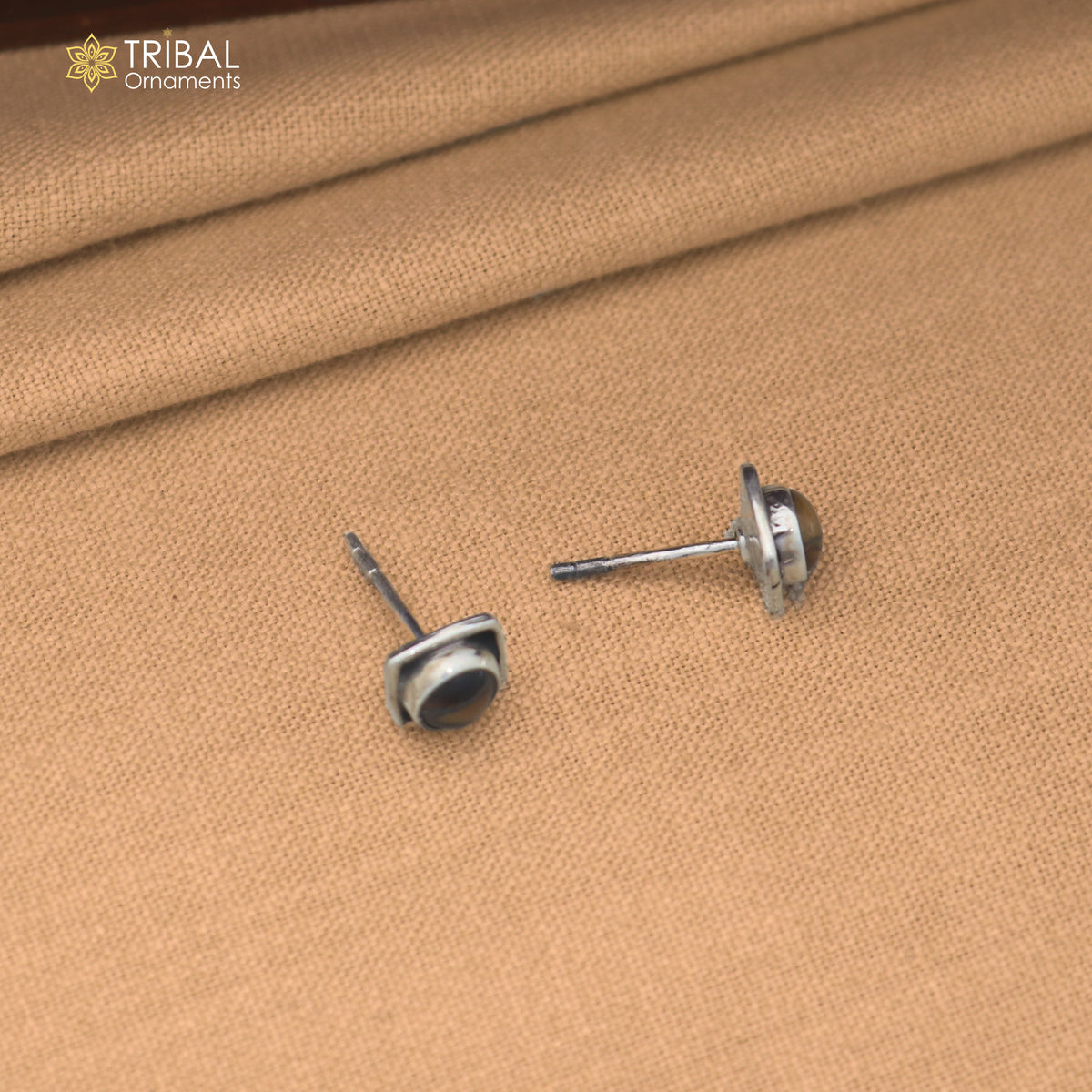 925 sterling silver brown stone stud earring best jewelry er395