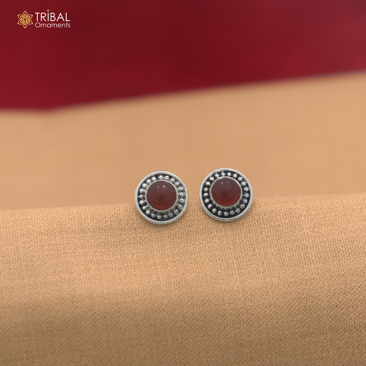 925 sterling silver brown stone stud earring best jewelry er396