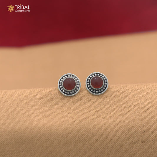 925 sterling silver brown stone stud earring best jewelry er396