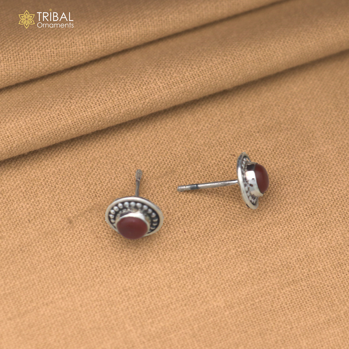 925 sterling silver brown stone stud earring best jewelry er396