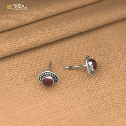 925 sterling silver brown stone stud earring best jewelry er396