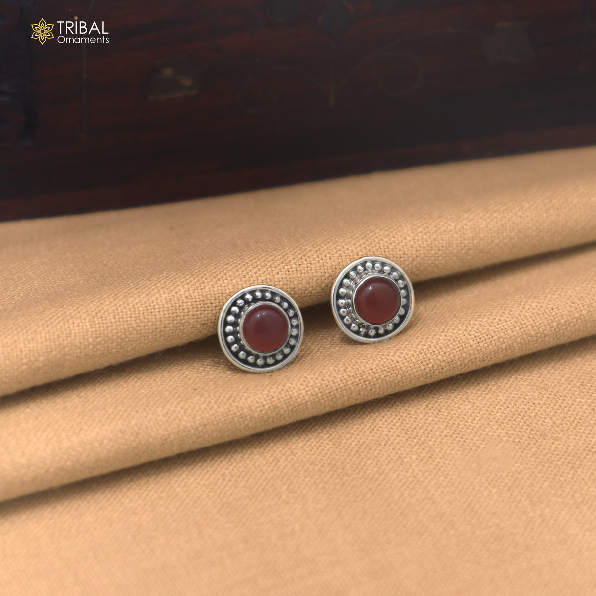925 sterling silver brown stone stud earring best jewelry er396