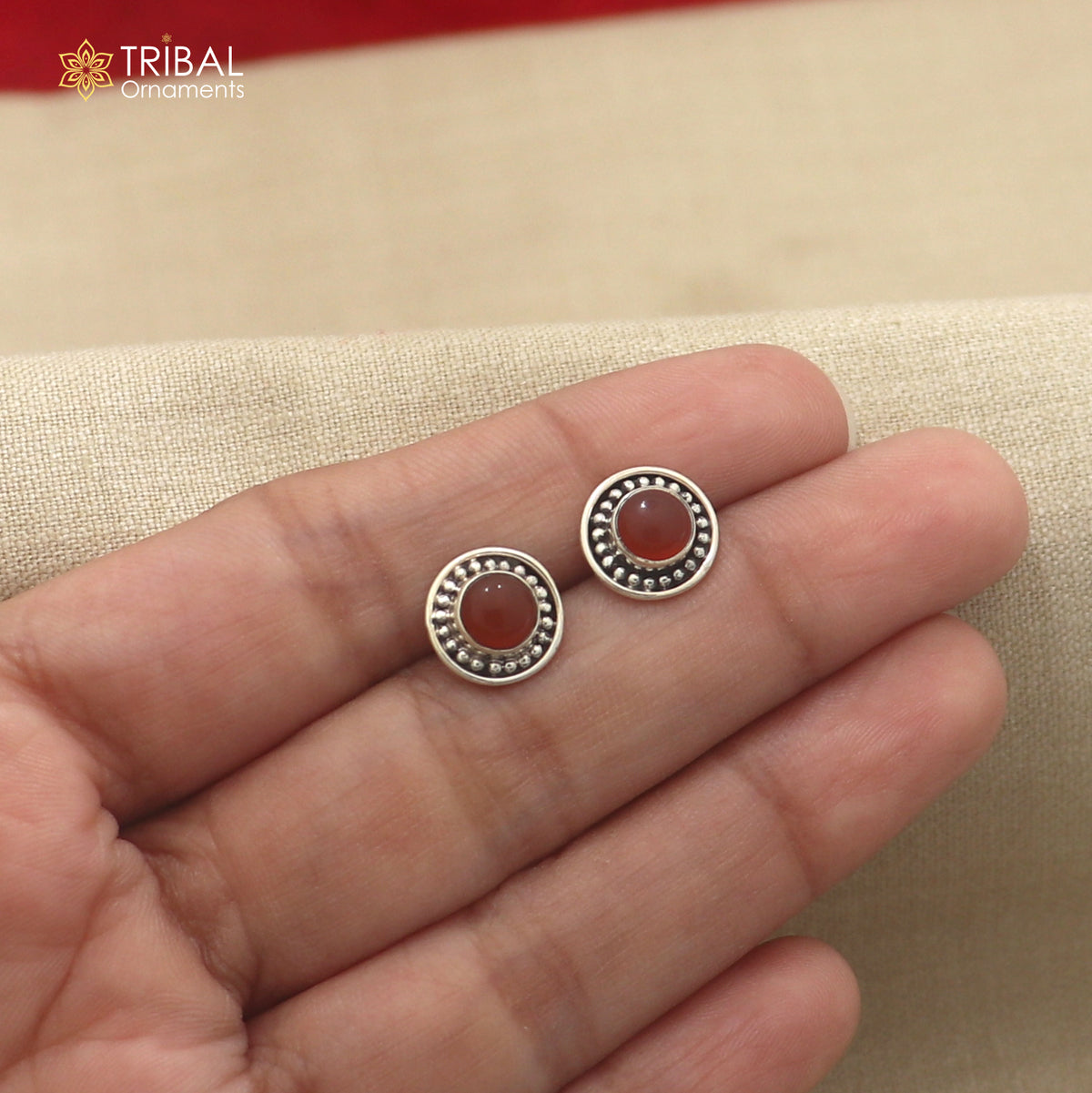 925 sterling silver brown stone stud earring best jewelry er396