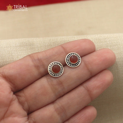 925 sterling silver brown stone stud earring best jewelry er396