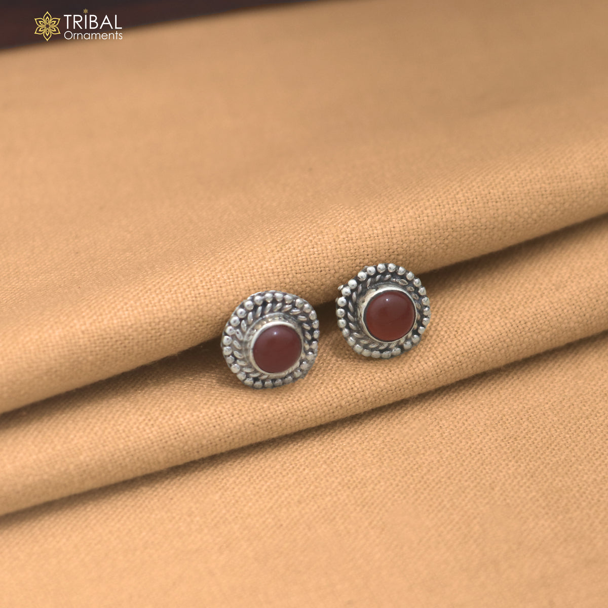 925 sterling silver brown stone stud earring best jewelry er397
