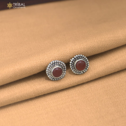 925 sterling silver brown stone stud earring best jewelry er397