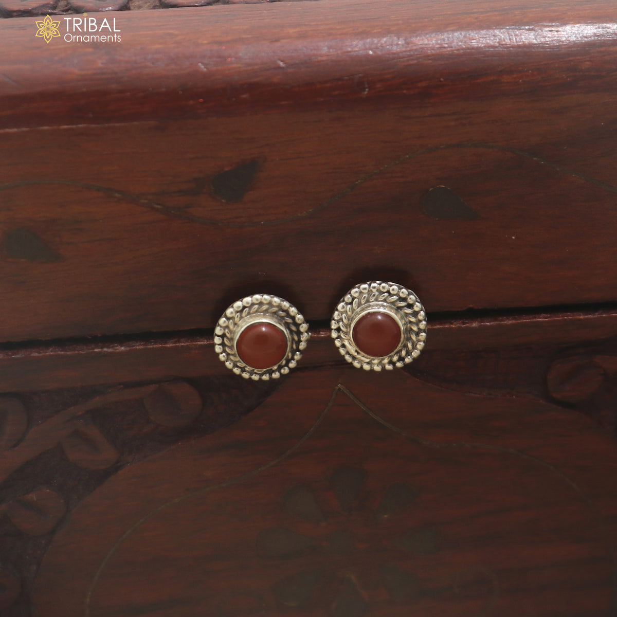 925 sterling silver brown stone stud earring best jewelry er397