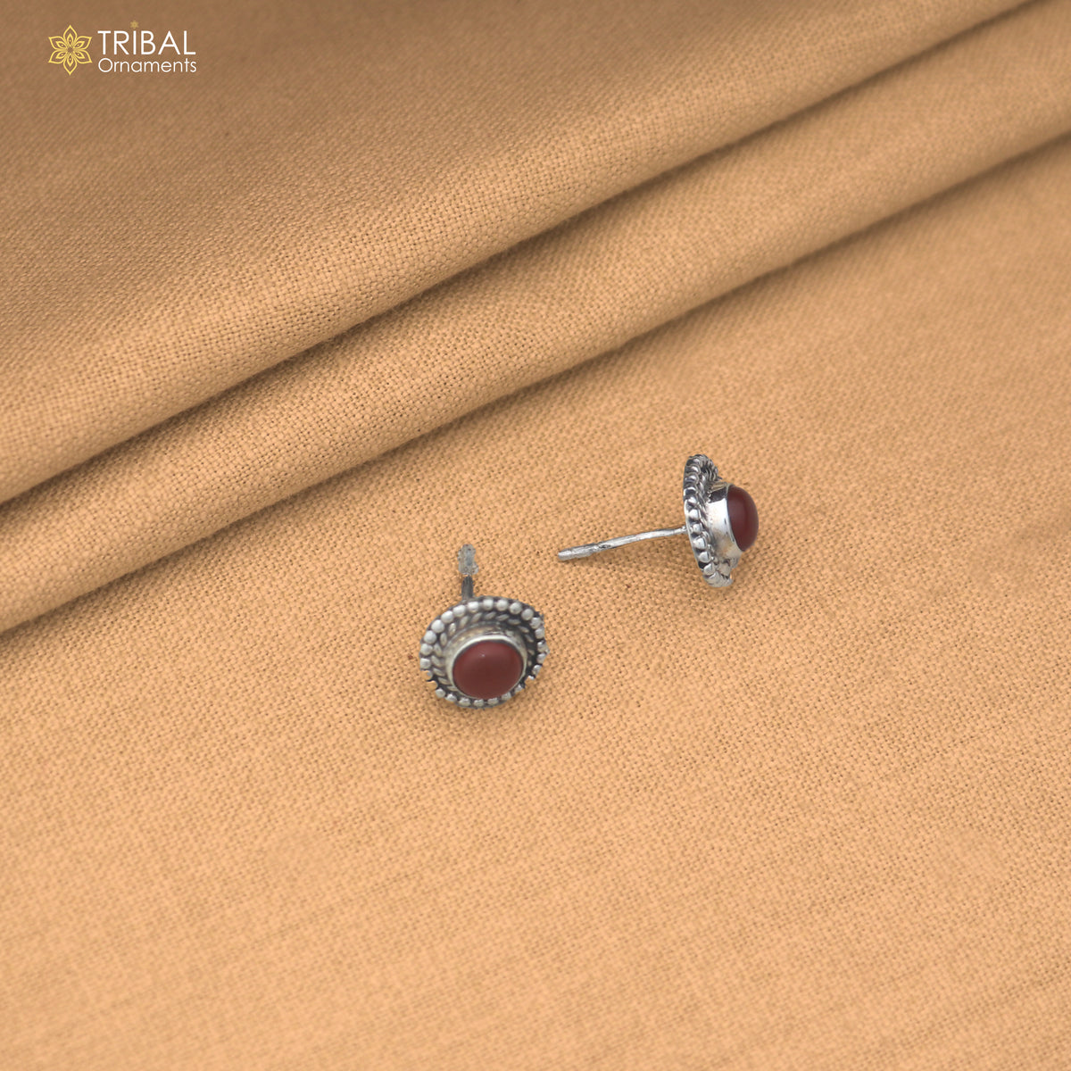 925 sterling silver brown stone stud earring best jewelry er397