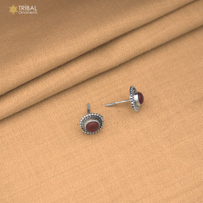 925 sterling silver brown stone stud earring best jewelry er397