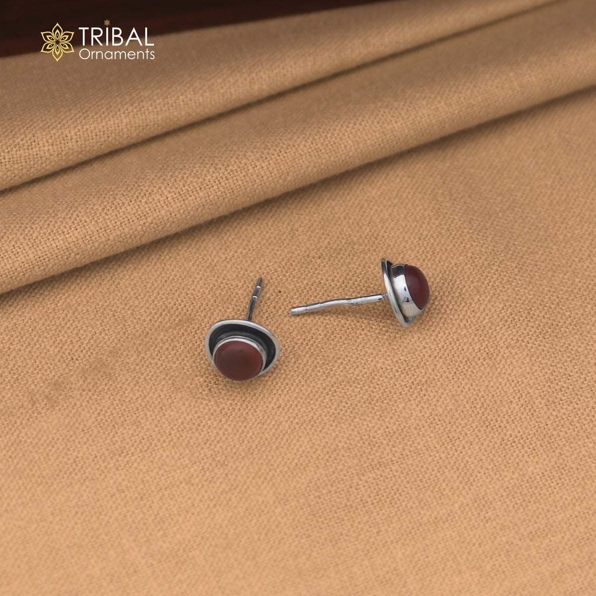 925 sterling silver brown stone stud earring best jewelry er399