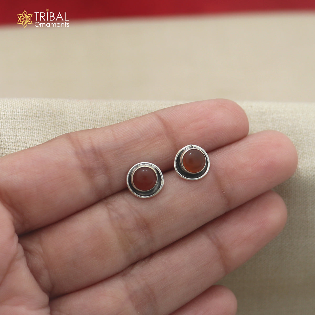 925 sterling silver brown stone stud earring best jewelry er399