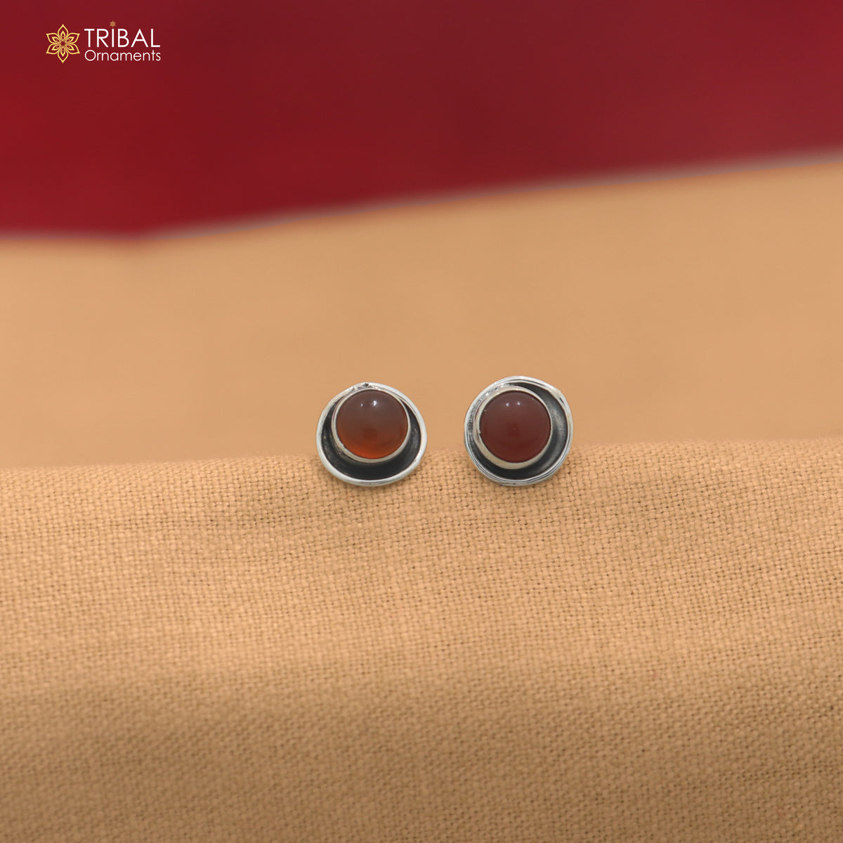 925 sterling silver brown stone stud earring best jewelry er399
