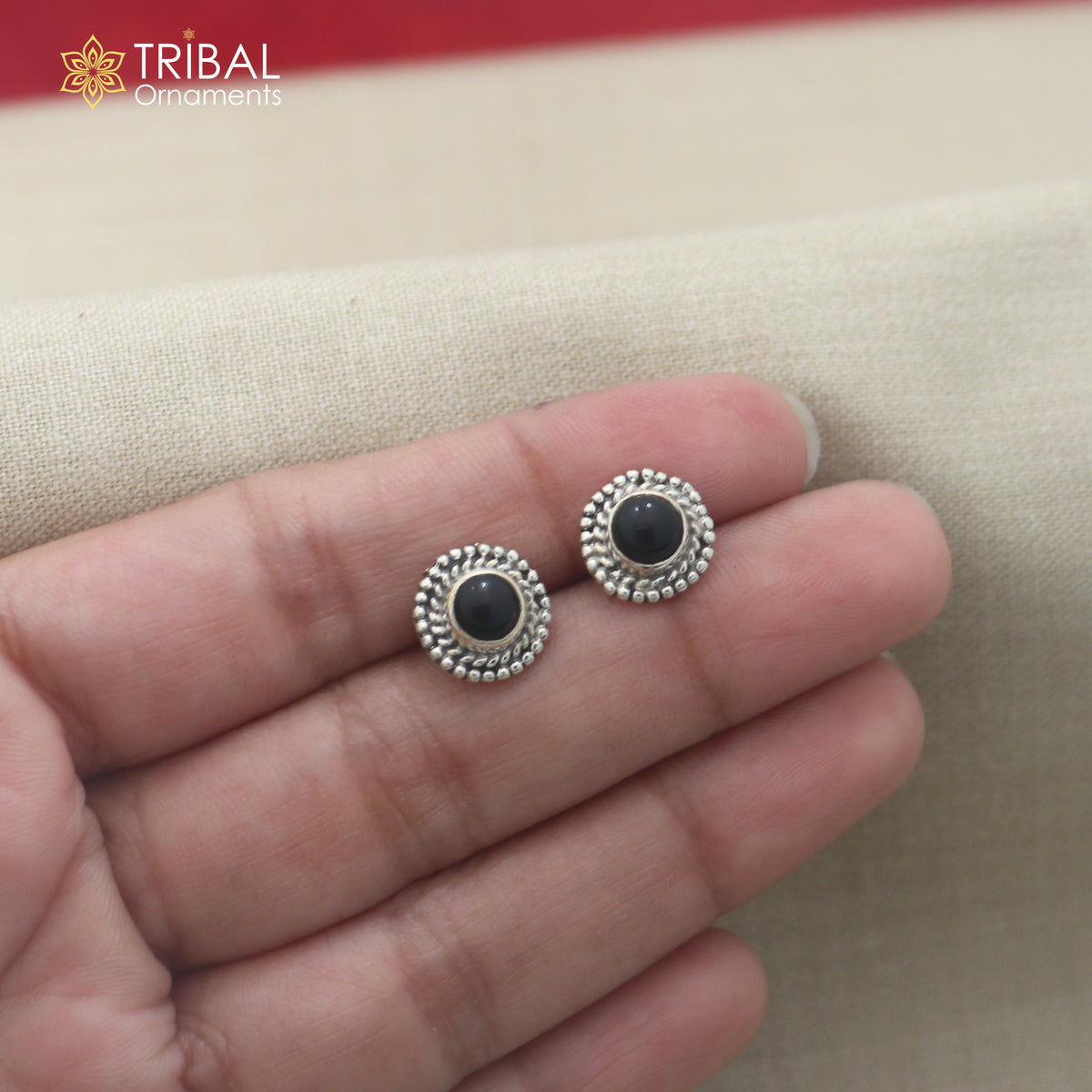 925 sterling silver black stone stud earring best jewelry er401