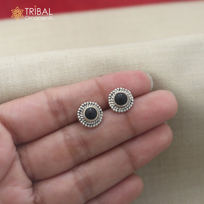 925 sterling silver black stone stud earring best jewelry er401