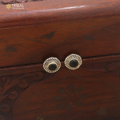 925 sterling silver black stone stud earring best jewelry er401