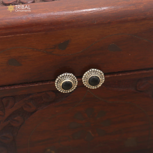 925 sterling silver black stone stud earring best jewelry er401
