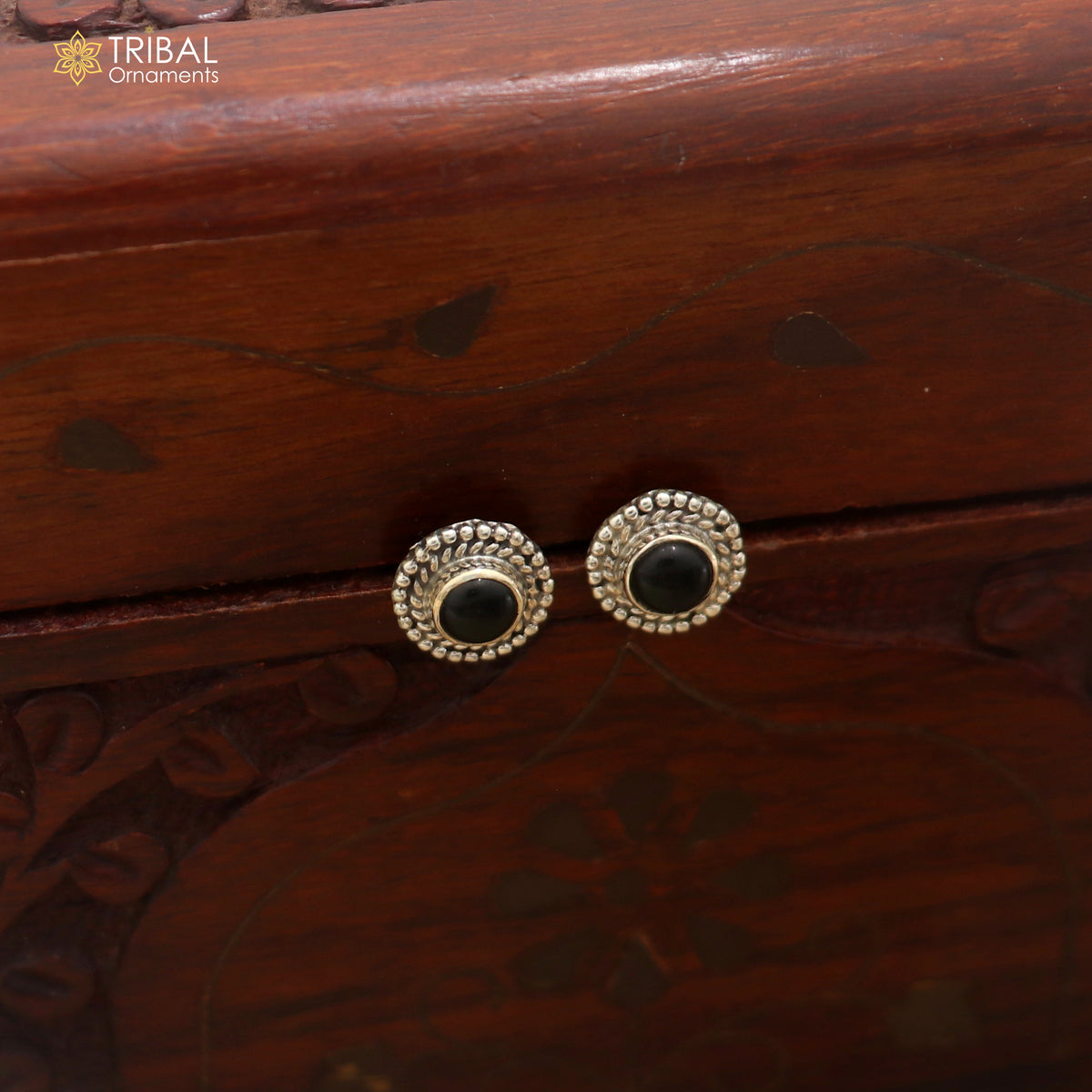 925 sterling silver black stone stud earring best jewelry er401