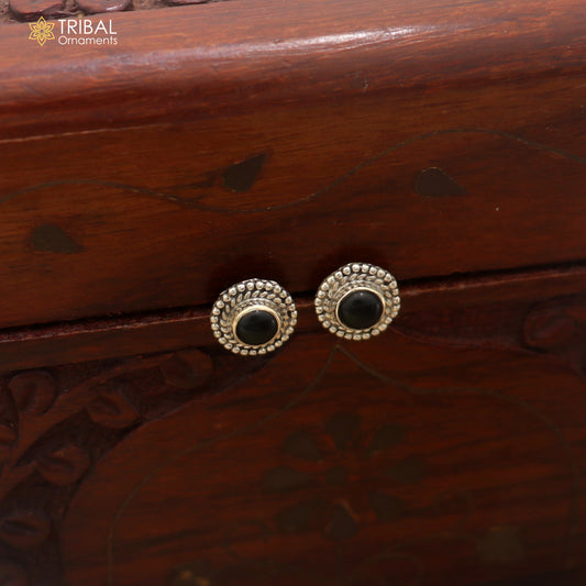 925 sterling silver black stone stud earring best jewelry er401