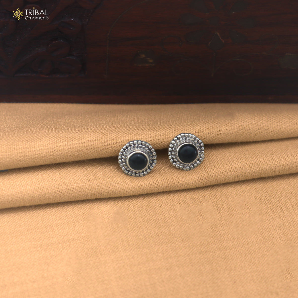 925 sterling silver black stone stud earring best jewelry er401