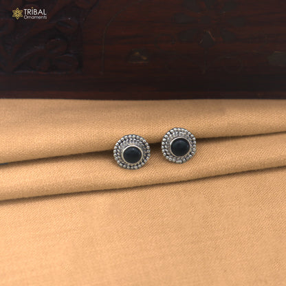 925 sterling silver black stone stud earring best jewelry er401
