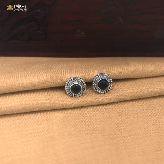 925 sterling silver black stone stud earring best jewelry er401