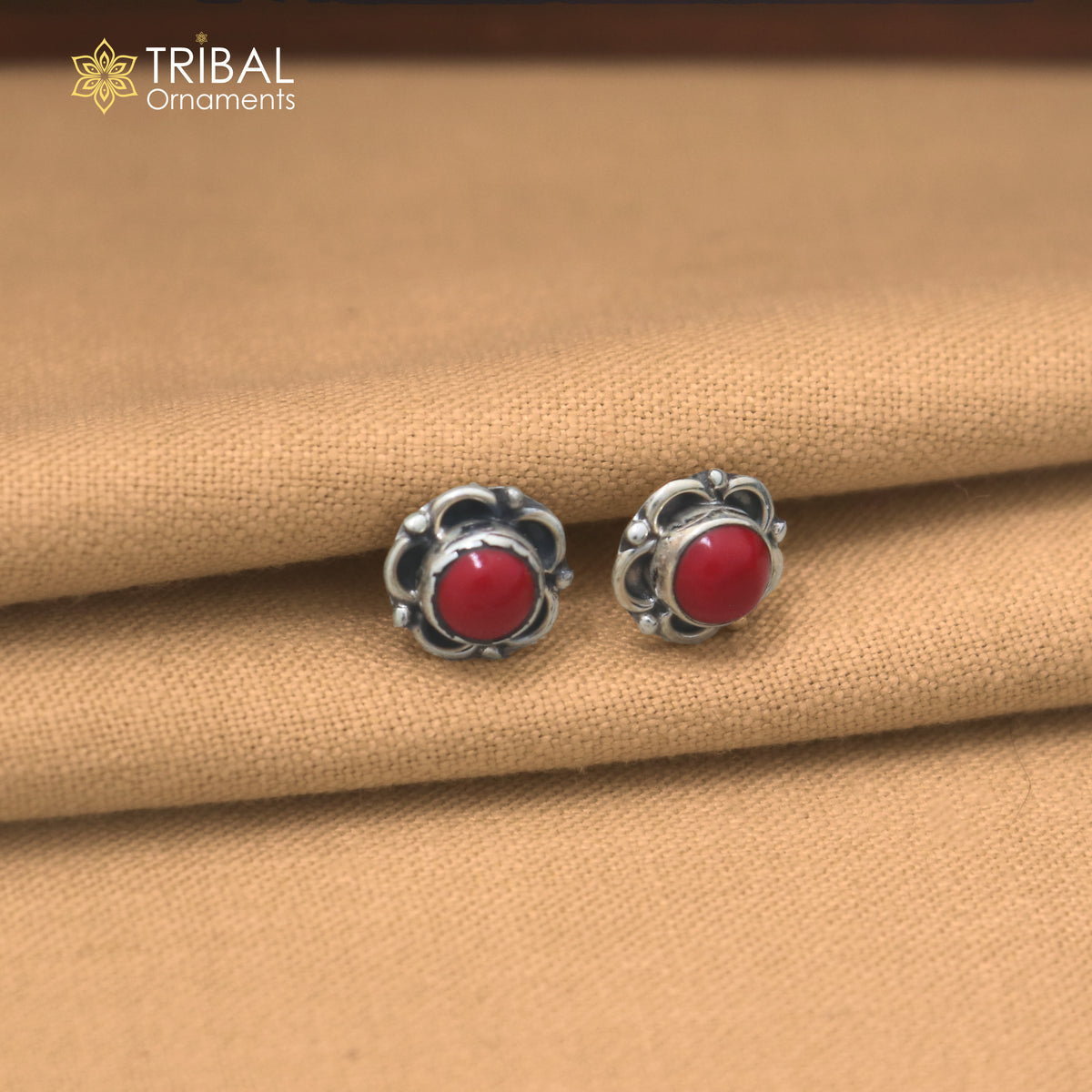 925 sterling silver red stone stud earring best jewelry er402