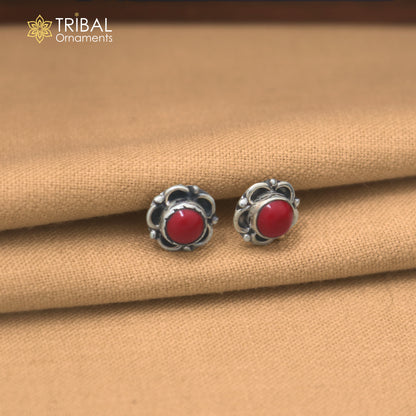 925 sterling silver red stone stud earring best jewelry er402