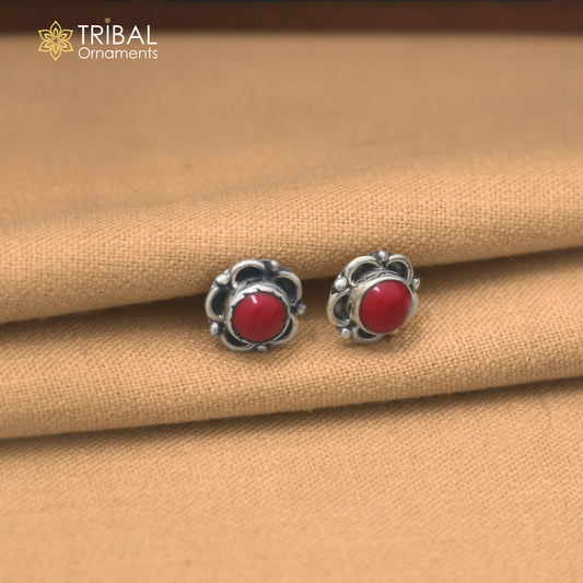 925 sterling silver red stone stud earring best jewelry er402