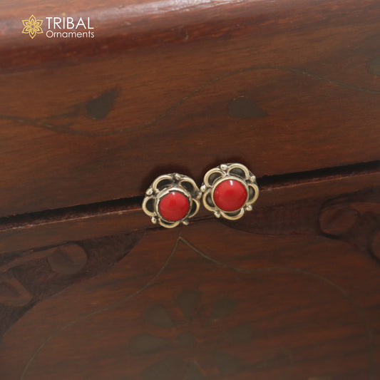 925 sterling silver red stone stud earring best jewelry er402