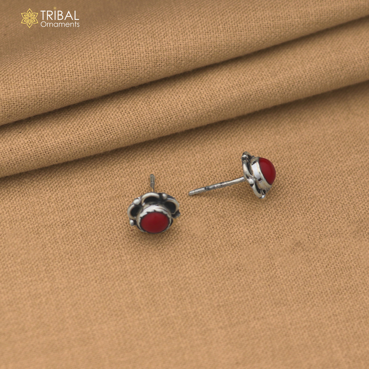 925 sterling silver red stone stud earring best jewelry er402