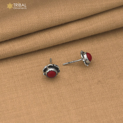 925 sterling silver red stone stud earring best jewelry er402