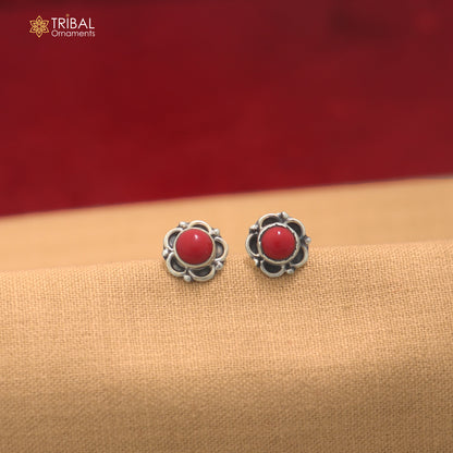 925 sterling silver red stone stud earring best jewelry er402
